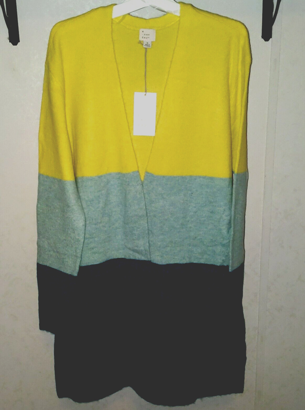 A New Day Cardigan Size Small Lime/Green/Blue Striped Block Color